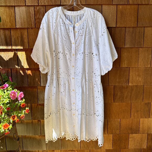 NWT Anthropologie Tallulah White Eyelet Button Front Dress in Women's X-Large - Picture 2 of 15